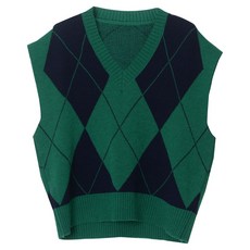 ab.plus 女款V領撞色圖案針織背心 LSZ3MV31