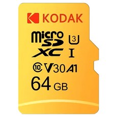 KODAK 柯達 MicroSD UHS-I U3/V30/A1 高速記憶卡 黃色, 1個, 64GB