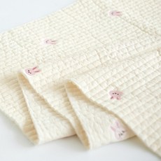 Lily Fabric 刺繡自然100支紗高密度絎縫布料, 1個, 兔子