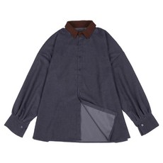 男士撞色翻領燈芯絨襯衫