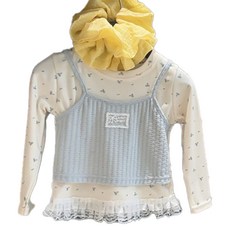 Uvely 兒童款 Odette 下擺蕾絲無袖疊穿長袖T恤