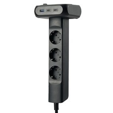 TELLO T型桌面空間活用高功率7孔延長線 4000W, 黑色, 1個, 2m