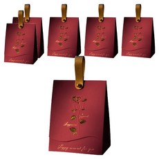 미소로운 미니 포장봉투, 버건디로즈 + 레더, 6개