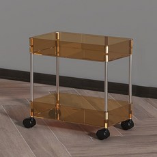 Roi Life 透明寬版層架推車 2層 37 x 20.5 x 37 cm, 琥珀色