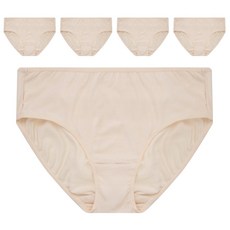 BASE ALPHA ESSENTIALS 女性日常棉質彈性內褲 5件組, 米色