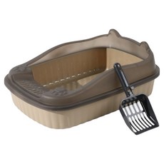 貓耳半封閉式貓砂盆, 1個, 酪卡其色