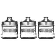 Premier 復古玻璃收納罐 透明色 + 銀色, 3個, 300ml