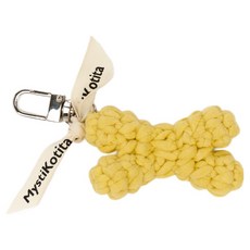 MystiKotita DIY迷你骨頭鉤針鑰匙圈編織材料包套組, 黃色, 1套