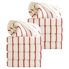 TOWEL TOKTOK Chic Line 條紋紗染飯店毛巾 190g 精梳棉, 10個, 紅色