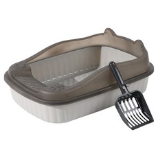 貓耳半封閉式貓砂盆, 1個, 太空灰色