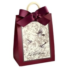 微笑的回禮包裝, 酒紅色 + 酒紅色緞帶 + 木環, 10個