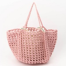 MystiKotita Ssaei Blooming 鉤針網袋 拿鐵色 編織 DIY 材料包, 1套, 粉紅色