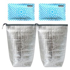 백인백 깊은 음료 물병 보온보냉 지퍼파우치 2p + 아이스팩 2p 세트, 혼합색상, 1세트