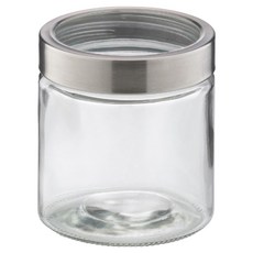 kela Kara 旋蓋玻璃收納罐 透明色 + 銀色, 1個, 800ml