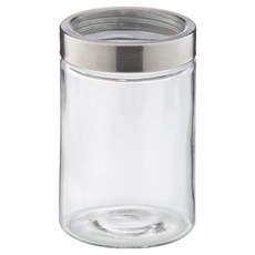 kela Kara 旋蓋玻璃收納罐 透明色 + 銀色, 1個, 1.2L