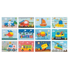 minhwashop EVA貼紙遊戲交通工具 12入組 I250029C, 1套, 混合顏色