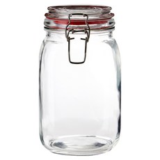 Premier 扣式玻璃收納罐 透明色 + 紅色, 1個, 1.5L
