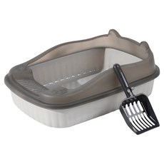 貓耳半封閉式貓砂盆, 1個, 太空灰