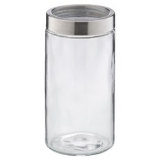kela Kara 旋蓋玻璃收納罐 透明色 + 銀色, 1個, 1.7L