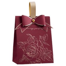 微笑的迷你包裝袋, 6個, 酒紅色 + 緞帶 + 金色皮革