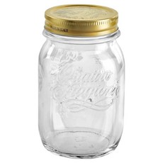 Bormioli Rocco 方形圓角玻璃收納罐 透明色 + 金色, 500ml, 1個