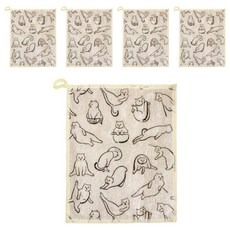 感動庭園 竹製抹布 掛環型 加厚廚房抹布 貓咪印花 灰色, 5個