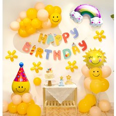 소아르 생일축하 풍선 장식 세트, 스마일, 1세트