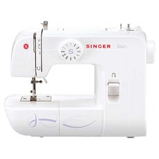 SINGER 勝家 附手指保護罩迷你拷克縫紉機 + 縫紉線 + 墊子, 白色, 歌手開始 1306, 請參考詳細說明