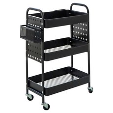 Nature Living 模組鋼製洞洞板移動式推車, 3層, 黑色