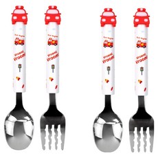 Kitchen U 叭叭吉祥物兒童湯匙叉子組, 湯匙 + 叉子, 2套, 混合色