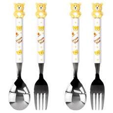 kitchen U 兒童用夢想熊吉祥物湯匙組, 湯匙 + 叉子, 2套, 混合顏色