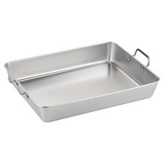 Balunfini IH電磁爐通用多用途不鏽鋼長方形火鍋, 銀色, 1個, 35cm