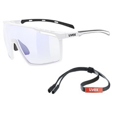 uvex mtn perform VM 亞洲版運動太陽眼鏡 眼鏡帶, 1個, 霧面白色(镜框) + 變色藍色鏡面(鏡片)