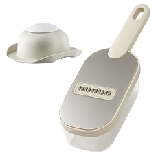 帶籃切絲器6刀 附護手器, 1套, 不鏽鋼灰