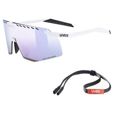 uvex pace stage CV 運動太陽眼鏡 眼鏡帶, 霧面白色(鏡框) + 粉色鏡面(鏡片), 1個