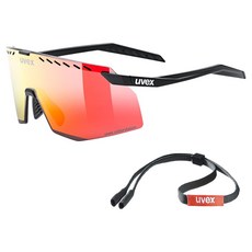 uvex pace stage CV DY5 運動太陽眼鏡 眼鏡帶, 霧黑色(鏡框) + 紅色鏡面(鏡片), 1個