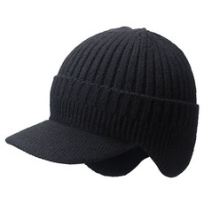 바코젤 겨울 캠핑 낚시 등산 방한 챙 모자, 블랙