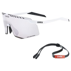 uvex pace stage CV 運動太陽眼鏡 眼鏡帶, 霧面白色(鏡框) + 銀色鏡面(鏡片), 1個
