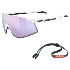 uvex pace perform CV 運動太陽眼鏡 眼鏡帶, 1個, 鏡框(霧面白色)鏡片(粉色鏡面)