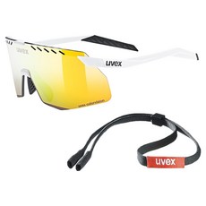 uvex pace stage small CV 運動太陽眼鏡 眼鏡帶, 1個, 霧面白(鏡框) + 黃色水銀(鏡片)
