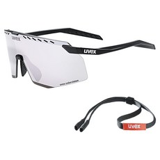 uvex pace stage CV 運動太陽眼鏡 眼鏡帶, 霧面黑色(鏡框) + 銀色鏡面(鏡片), 1個