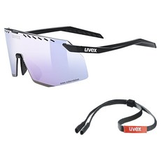 uvex pace stage CV 運動太陽眼鏡 眼鏡帶, 霧面黑色(鏡框) + 粉色鏡面(鏡片), 1個