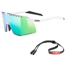 uvex pace stage CV 運動太陽眼鏡 眼鏡帶, 霧面白色(鏡框) + 綠色鏡面(鏡片), 1個