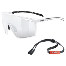 uvex mtn perform VM 亞洲版運動太陽眼鏡 眼鏡帶, 1個, 霧面白色(镜框) + 變色銀色鏡面(鏡片)