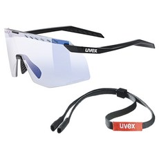 uvex pace stage V 變色運動太陽眼鏡 眼鏡帶, 1個, 霧面黑色(鏡框) + 變色藍色鏡面(鏡片)