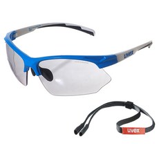 uvex sportstyle 802 V 運動太陽眼鏡 眼鏡帶, 藍白色(鏡框) + 變色煙燻(鏡片), 1個