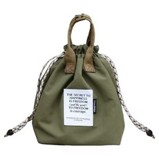 抽繩撞色便當包, 1個, 綠色