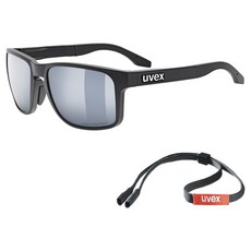 uvex PLANET P POLA 偏光運動太陽眼鏡 眼鏡帶, 1個, 霧黑色(鏡框) + 偏光銀色鏡面(鏡片)