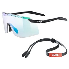 uvex pace stage V 變色運動太陽眼鏡 眼鏡帶, 1個, 霧面黑色(鏡框) + 變色綠色鏡面(鏡片)