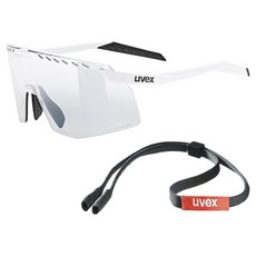 uvex pace stage V 變色運動太陽眼鏡 眼鏡帶, 1個, 霧面白色(鏡框) + 變色銀色鏡面(鏡片)
